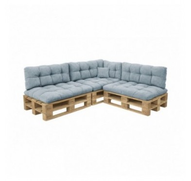 Set de 8 coussins de jardin matelassés pour palettes | Velours côtelé | Couleur bleu