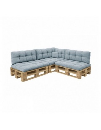 Set de 8 coussins de jardin matelassés pour palettes | Velours côtelé | Couleur bleu