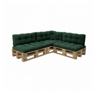 Set de 8 coussins de jardin matelassés pour palettes | Velours côtelé | Couleur vert foncé
