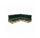 Set de 8 coussins de jardin matelassés pour palettes | Velours côtelé | Couleur vert foncé