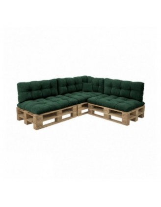 Set de 8 coussins de jardin matelassés pour palettes | Velours côtelé | Couleur vert foncé