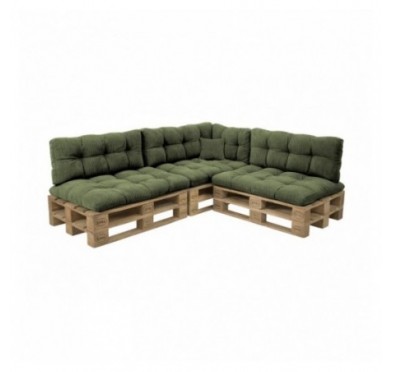 Set de 8 coussins de jardin matelassés pour palettes | Velours côtelé | Couleur vert