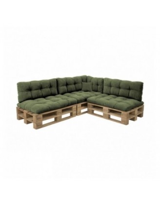 Set de 8 coussins de jardin matelassés pour palettes | Velours côtelé | Couleur vert