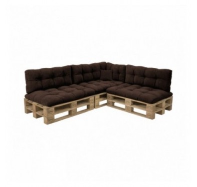 Set de 8 coussins de jardin matelassés pour palettes | Velours côtelé | Couleur marron foncé