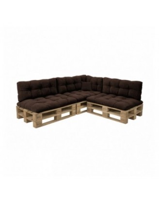 Set de 8 coussins de jardin matelassés pour palettes | Velours côtelé | Couleur marron foncé