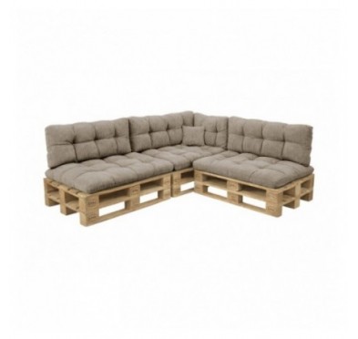 Set de 8 coussins de jardin matelassés pour palettes | Velours côtelé | Couleur marron