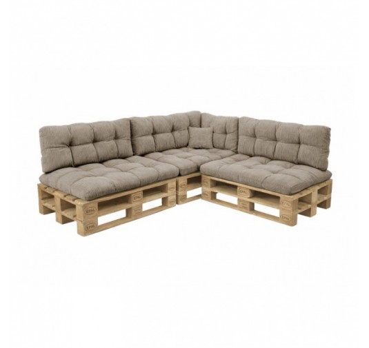 Set de 8 coussins de jardin matelassés pour palettes | Velours côtelé | Couleur marron