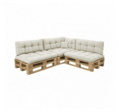 Set de 8 coussins de jardin matelassés pour palettes | Velours côtelé | Couleur beige foncé