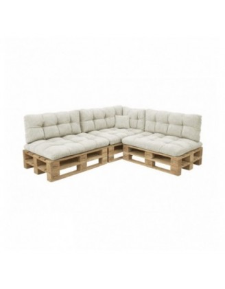 Set de 8 coussins de jardin matelassés pour palettes | Velours côtelé | Couleur beige foncé