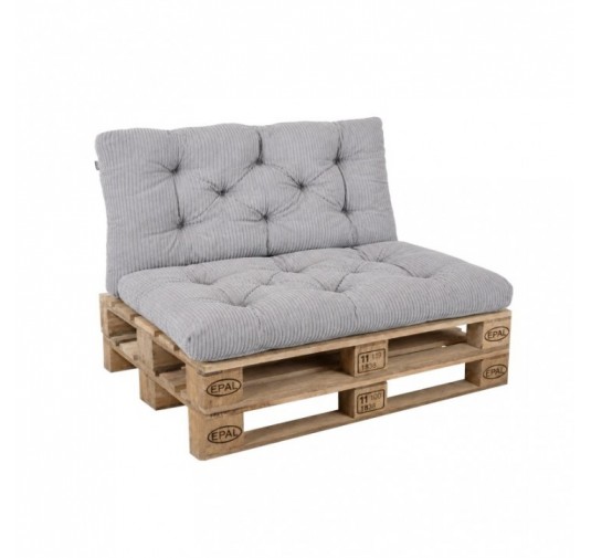 Set de 2 coussins de jardin matelassés pour palettes | Velours côtelé | Couleur gris