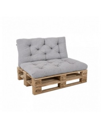 Set de 2 coussins de jardin matelassés pour palettes | Velours côtelé | Couleur gris