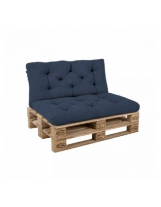 Set de 2 coussins de jardin matelassés pour palettes | Velours côtelé | Couleur bleu foncé