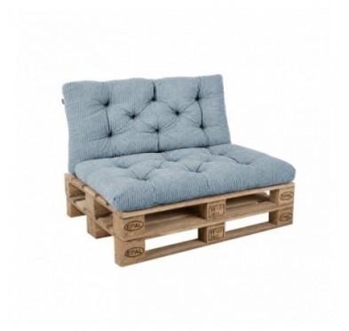 Set de 2 coussins de jardin matelassés pour palettes | Velours côtelé | Couleur bleu