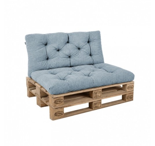 Set de 2 coussins de jardin matelassés pour palettes | Velours côtelé | Couleur bleu