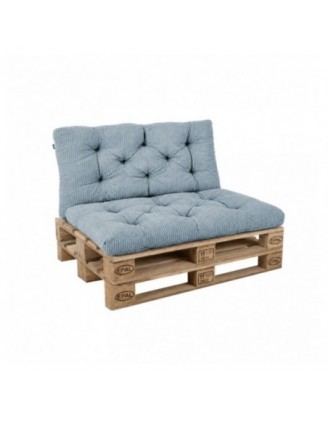 Set de 2 coussins de jardin matelassés pour palettes | Velours côtelé | Couleur bleu