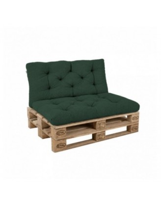 Set de 2 coussins de jardin matelassés pour palettes | Velours côtelé | Couleur vert foncé