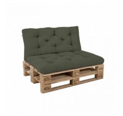 Set de 2 coussins de jardin matelassés pour palettes | Velours côtelé | Couleur vert
