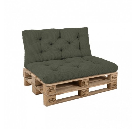 Set de 2 coussins de jardin matelassés pour palettes | Velours côtelé | Couleur vert