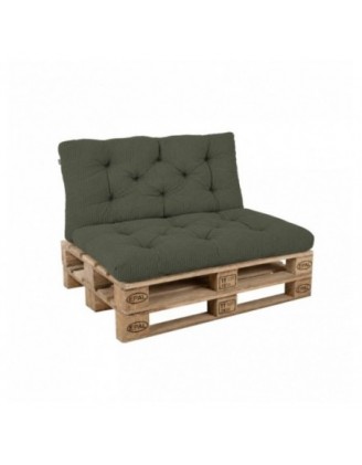 Set de 2 coussins de jardin matelassés pour palettes | Velours côtelé | Couleur vert