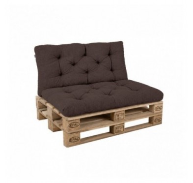 Set de 2 coussins de jardin matelassés pour palettes | Velours côtelé | Couleur marron foncé