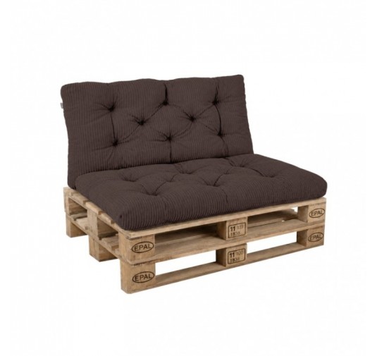 Set de 2 coussins de jardin matelassés pour palettes | Velours côtelé | Couleur marron foncé