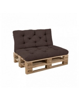 Set de 2 coussins de jardin matelassés pour palettes | Velours côtelé | Couleur marron foncé