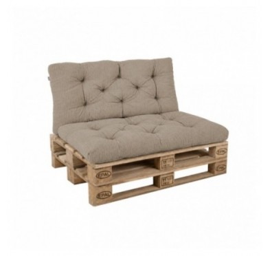 Set de 2 coussins de jardin matelassés pour palettes | Velours côtelé | Couleur marron