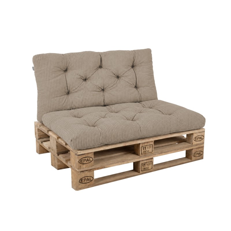Set de 2 coussins de jardin matelassés pour palettes | Velours côtelé | Couleur marron