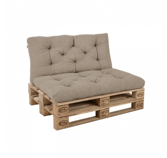 Set de 2 coussins de jardin matelassés pour palettes | Velours côtelé | Couleur marron