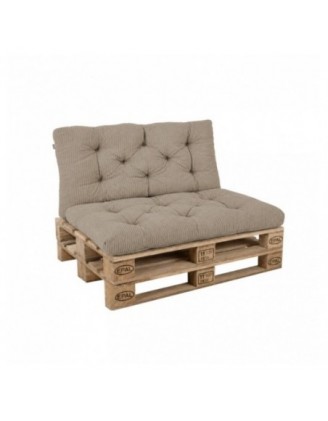 Set de 2 coussins de jardin matelassés pour palettes | Velours côtelé | Couleur marron
