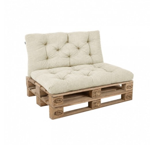 Set de 2 coussins de jardin matelassés pour palettes | Velours côtelé | Couleur beige foncé