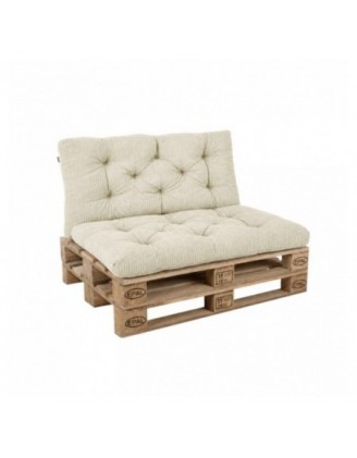 Set de 2 coussins de jardin matelassés pour palettes | Velours côtelé | Couleur beige foncé