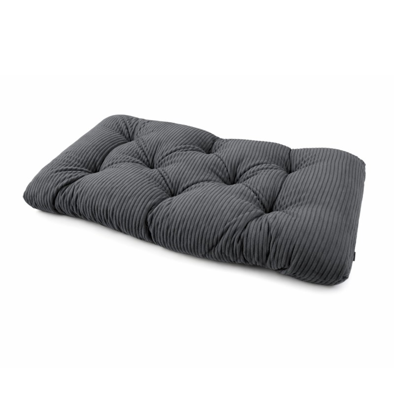 Coussin de siège matelassé pour palettes | Velours côtelé | 120x60 cm | Couleur gris foncé