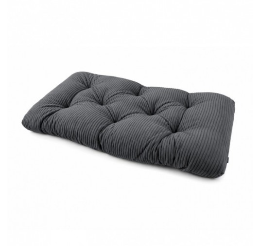 Coussin de siège matelassé pour palettes | Velours côtelé | 120x60 cm | Couleur gris foncé