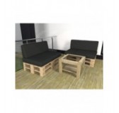 Set de 2 Coussins pour Palettes Imperméable 120x80 + 120x40 Anthracite