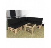 Set de 8 Coussins pour Palettes Imperméable 120x80 + 120x40 Noir