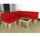 Set de 8 Coussins pour Palettes Imperméable 120x80 + 120x40 Rouge