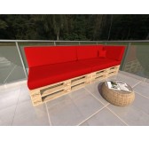 Set de 6 Coussins pour Palettes Imperméable 120x80 + 120x40 Rouge