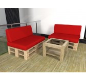 Set de 2 Coussins pour Palettes Imperméable 120x80 + 120x40 Rouge