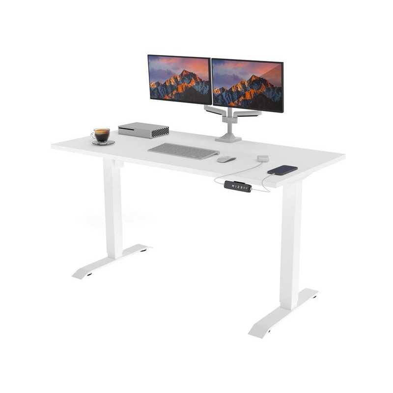 POKAR Bureau avec cadre électrique blanc et plateau Blanc 140x60