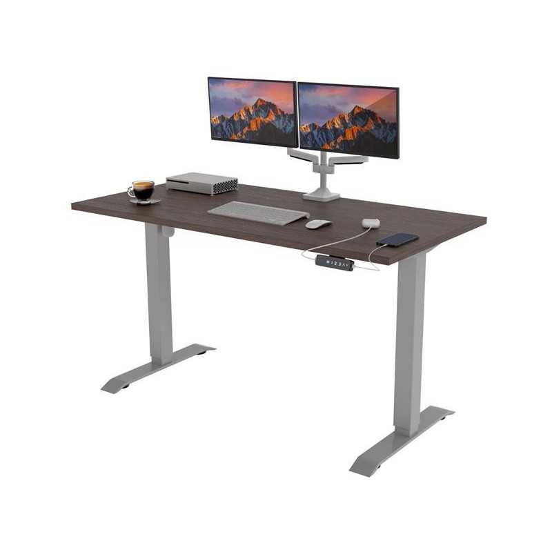 POKAR Bureau avec cadre électrique argenté et plateau Chêne Davos 120x60