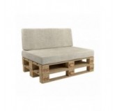 Set de 2 Housses pour Coussins de Palettes: 1x 120x80 cm + 1x 120x40 cm, Beige