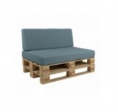 Set de 2 Housses pour Coussins de Palettes: 1x 120x80 cm + 1x 120x40 cm, Bleu