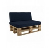 Set de 2 Housses pour Coussins de Palettes: 1x 120x80 cm + 1x 120x40 cm, Bleu Foncé