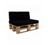 Set de 2 Housses pour Coussins de Palettes: 1x 120x80 cm + 1x 120x40 cm, Noir