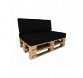 Set de 2 Housses Imperméables pour Coussins de Palettes: 1x 120x80 cm + 1x 120x40 cm, Noir