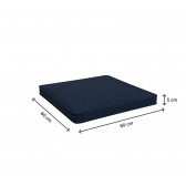 Coussin de siège, galette de chaise, coussin pour mobilier en rotin, coussin de jardin, 60x60x5 cm, Bleu Foncé