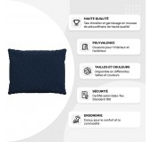 Coussin de dossier, galette de chaise, coussin pour mobilier en rotin, coussin de jardin, 60x40x15 cm, Bleu Foncé