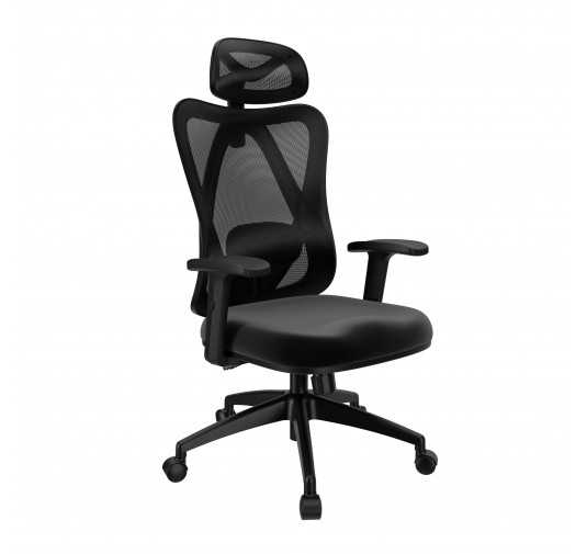 Chaise de bureau ergonomique, noire + pieds noirs