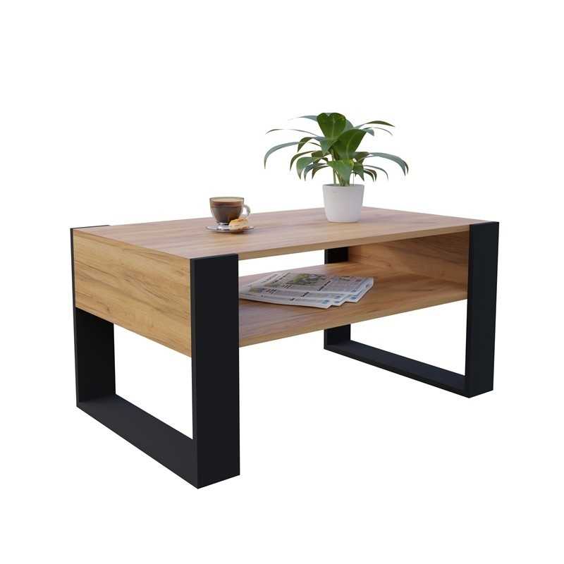 Table Basse pour salon ou bureau, Table de Salon, Chêne Craft, 92 x 53,6 x 45 cm